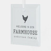 Willkommen in unserem Landhaus Rustikales Hühnchen Ornament Aus Glas (Vorderseite links)