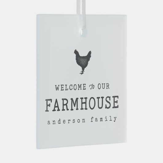 Willkommen in unserem Landhaus Rustikales Hühnchen Ornament Aus Glas (Vorderseite Rechts)