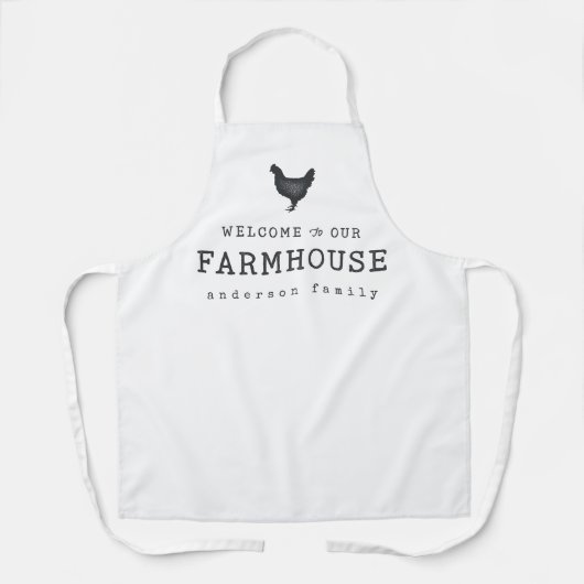 Willkommen in unserem Landhaus Rustikales Hühnchen Schürze (Vorderseite)