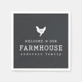 Willkommen in unserem Landhaus Rustikales Hühnchen Serviette (Vorderseite)