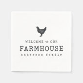 Willkommen in unserem Landhaus Rustikales Hühnchen Serviette (Vorderseite)