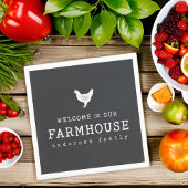 Willkommen in unserem Landhaus Rustikales Hühnchen Serviette