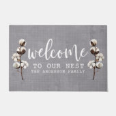 Willkommen in unserem Nest rustikalen Baumwollfami Fußmatte (Vorderseite)