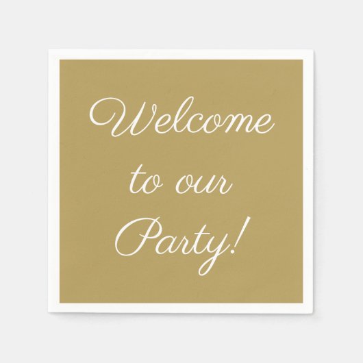 'Willkommen in unserem Party' Eleganter Script Tex Serviette (Vorderseite)