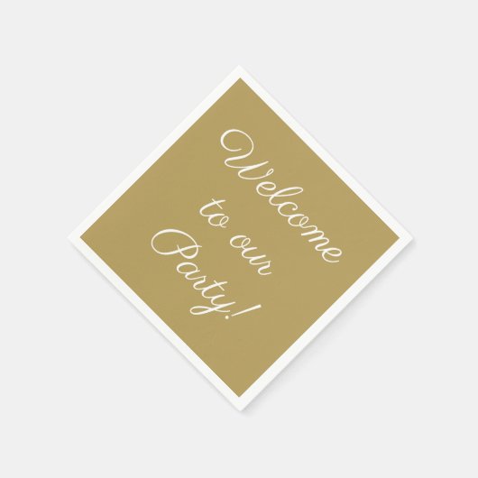 'Willkommen in unserem Party' Eleganter Script Tex Serviette (Ecke)