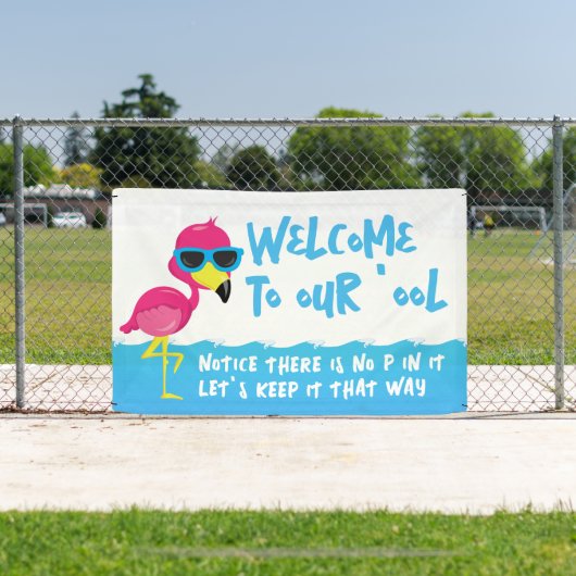 Willkommen in unserem Pool Flamingo Banner (InSitu)