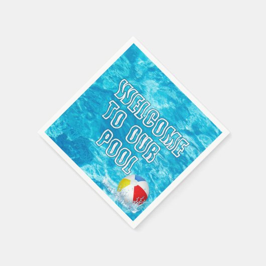 Willkommen in unserem Pool mit Beach Ball Serviette (Ecke)