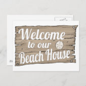 Willkommen in unserem Strandhaus Postkarte (Vorne/Hinten)