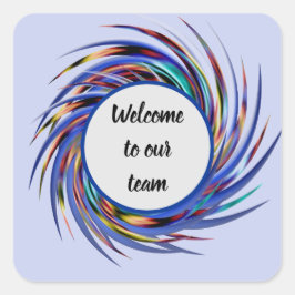 Willkommen in unserem Team Blue Gray Spiral Patter Quadratischer Aufkleber