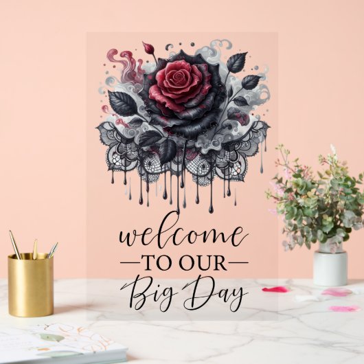 Willkommen in unserer großen gotischen Schwarzen R Acrylschild (Hochzeit)