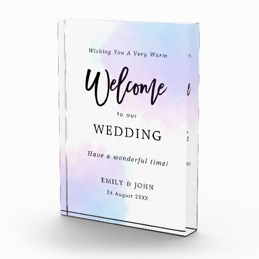 Willkommen in unserer Hochzeitspastel Lilac Wasser Fotoblock (Rechts)