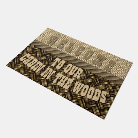Willkommen in unserer Hütte im Wald Fußmatte (Schrägansicht)