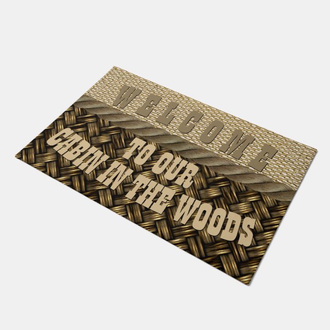 Willkommen in unserer Hütte im Wald Fußmatte (Schrägansicht)