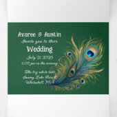 Willkommen in unserer Liebe Story Peacock Dark Gre Dreifach Gefaltete Einladung (Innenseite Mitte)