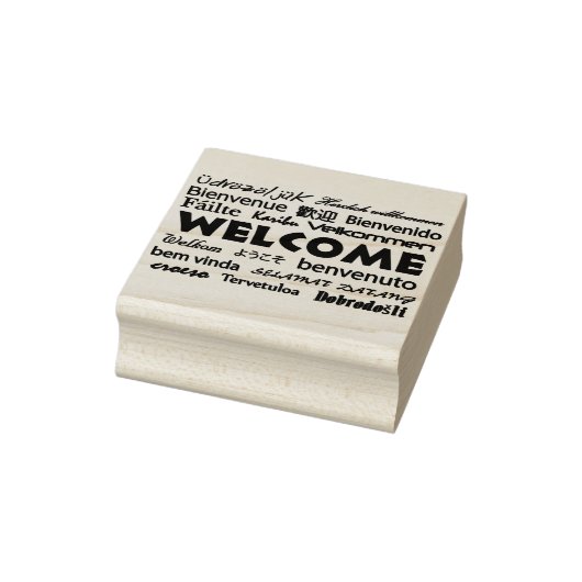 Willkommen in vielen Sprachen Text Typografie Gummistempel (Stempel)