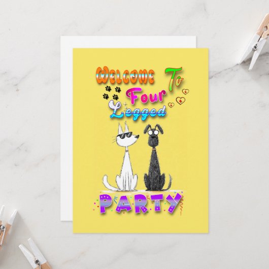 Willkommen in vier Party (Vorderseite/Rückseite Beispiel)
