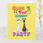 Willkommen in vier Party Karte (Gelbe Blume)