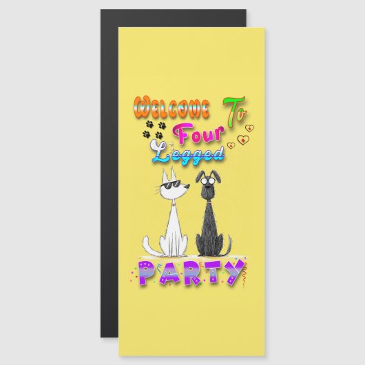 Willkommen in vier Party Magnetkarte (Vorne/Hinten)