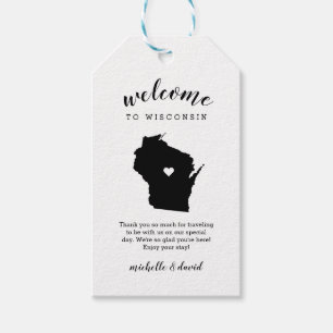 Willkommen in Wisconsin   Kalligraphische Hochzeit Geschenkanhänger