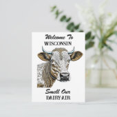 Willkommen in Wisconsin, Riechen Sie unsere Milchl Postkarte (Stehend Vorderseite)