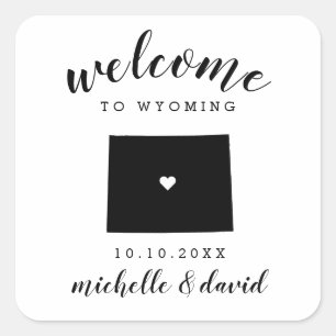 Willkommen in Wyoming   Brauchtum für Hochzeiten Quadratischer Aufkleber