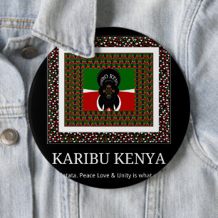 Willkommen Kenia: Lebendige Nationalflaggenfarben Button