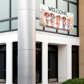 Willkommen; Kinder mit Blume Banner (Äußeres Gebäude)