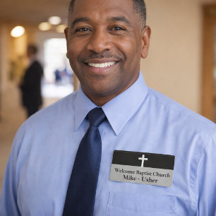 Willkommen Kirchendiener der Black White Christian Namenschild