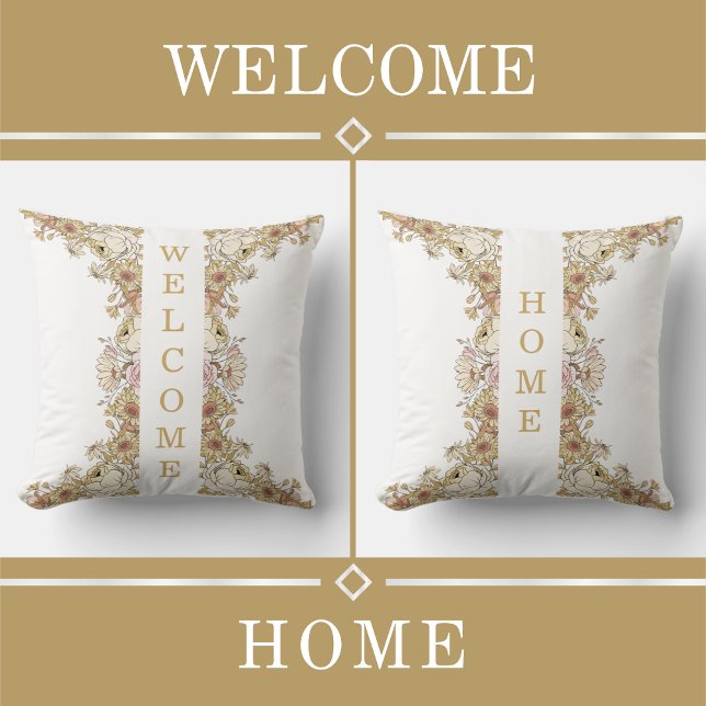 "Willkommen" Kissen mit botanischen Akzenten (Von Creator hochgeladen)