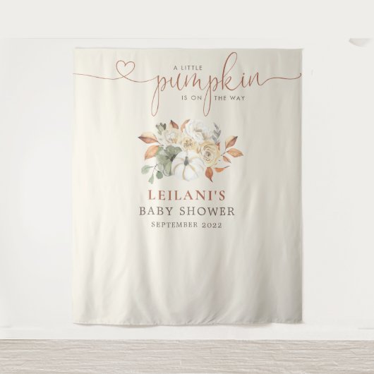 Willkommen Kleine Pumpkin Rustic Floral Baby Dusch Wandteppich (Vorderseite)