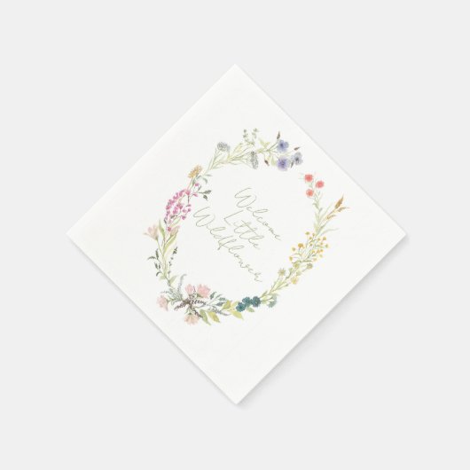 Willkommen Kleine Wildblume Kranz Party Napkin Serviette (Ecke)