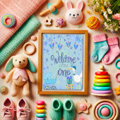 Willkommen Kleiner Baby Junge Whimsical Niedlich Karte