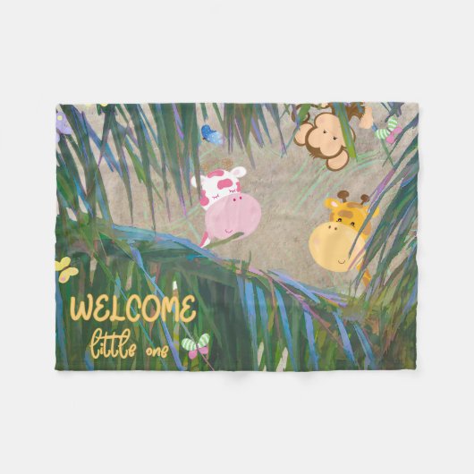 Willkommen Kleines Dschungelthema Kinderzimmer Fleecedecke (Vorderseite (Horizontal))