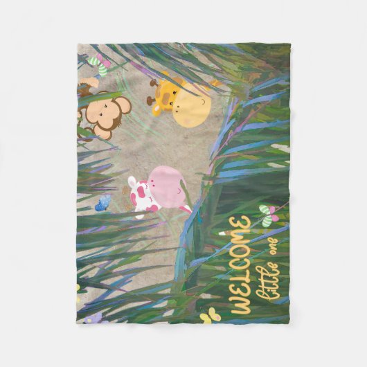 Willkommen Kleines Dschungelthema Kinderzimmer Fleecedecke (Vorderseite)