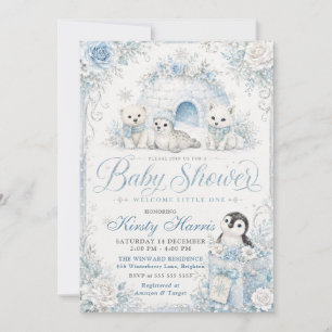 Willkommen Kleines Eines Winter-Baby-Shower Einladung