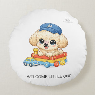 Willkommen Kleines Eins Chibi Spielzeug Pudel Rund Rundes Kissen