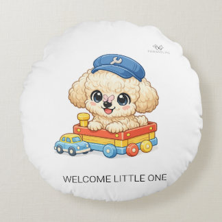 Willkommen Kleines Eins Chibi Spielzeug Pudel Rund Rundes Kissen