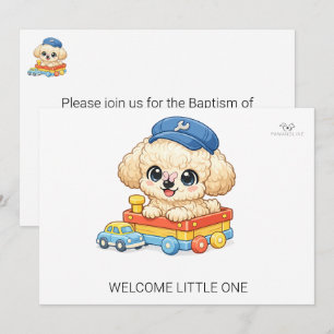 Willkommen Kleines Eins Chibi-Toy-Pudel-Tauf Einla Einladung