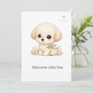 Willkommen Kleines Eins Chibi-Toy-Pudel-Taufe  Einladung