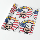 Willkommen Koch mit amerikanischer Flagge Geschenkpapier (Ungerollt)