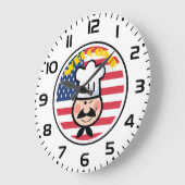 Willkommen Koch mit amerikanischer Flagge Große Wanduhr (Winkel)