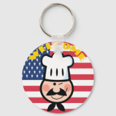 Willkommen Koch mit amerikanischer Flagge Schlüsselanhänger (Rückseite)
