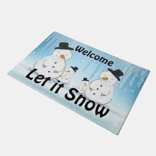 Willkommen Lassen Sie es Schneeschuhmen Fußmatte (Schrägansicht)