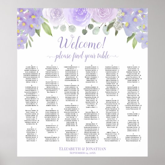 Willkommen Lavender Rose Alphabetisches Seekarten Poster (Vorne)