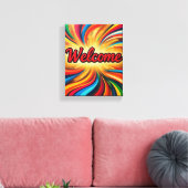 Willkommen Leinwanddruck auf Wandkunst Design  (Insitu (Wohnzimmer))