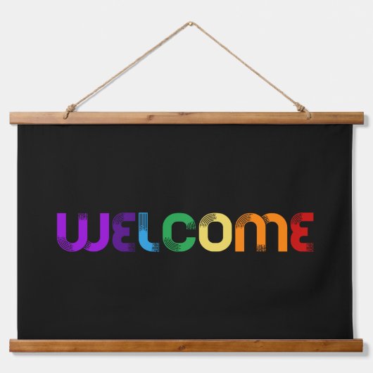 Willkommen LGBT-Regenbogenflagge Wandteppich Mit Holzrahmen (Vorne)