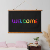 Willkommen LGBT-Regenbogenflagge Wandteppich Mit Holzrahmen (Schlafzimmer)