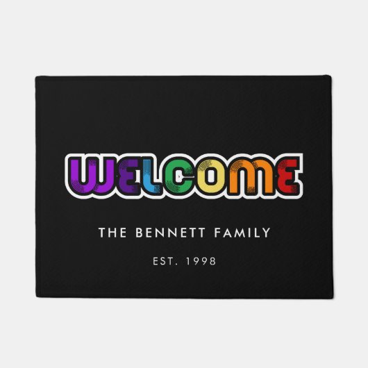 Willkommen LGBT Regenbogenflaggenfamilie Fußmatte (Vorderseite)