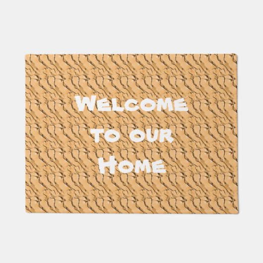 Willkommen Light Brown Diagonal Waves Rustikal Fußmatte (Vorderseite)