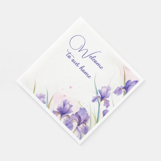 Willkommen Lila Iris-Grenze Serviette (Ecke)